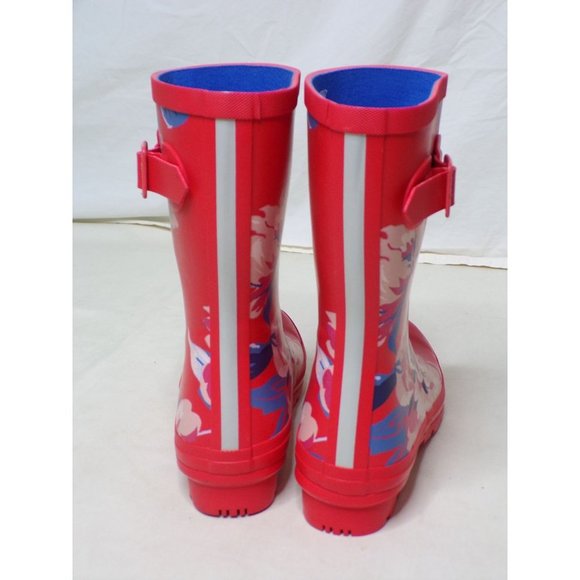 JOULES Molly Welly Mid-Height Red Floral Rubber Rain Boots 6 NEW - Picture 6 of 10
